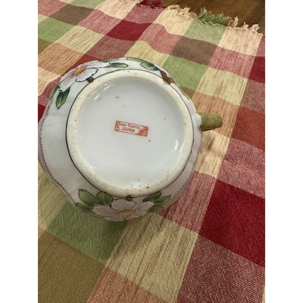 Vintage Hand Painted Japan Porcelain Creamer Pitcher Floral Landscape Scenic